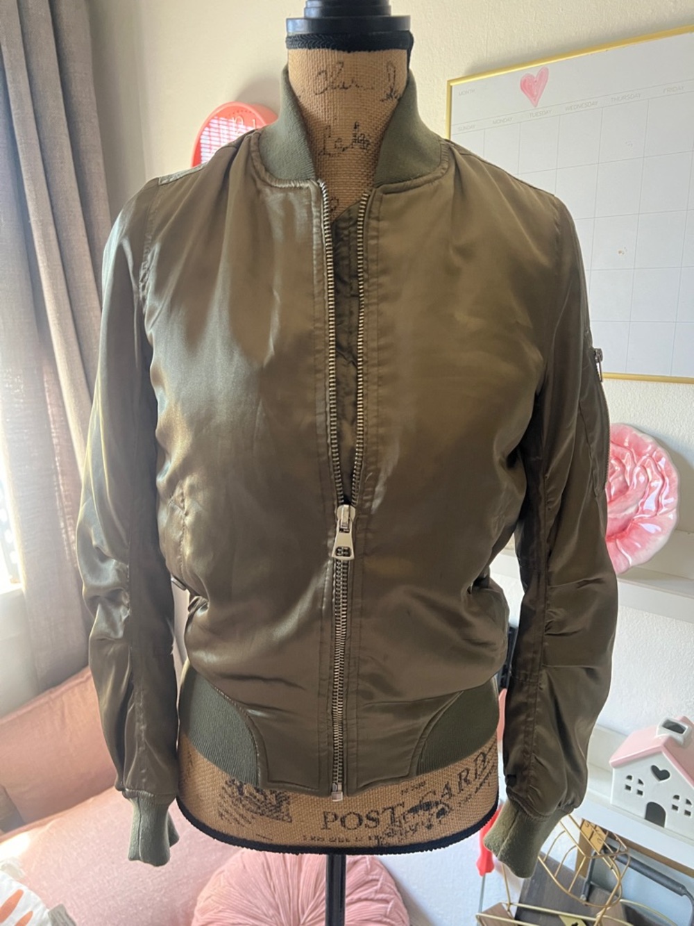 Topshop Olive Green Bomber Jacket